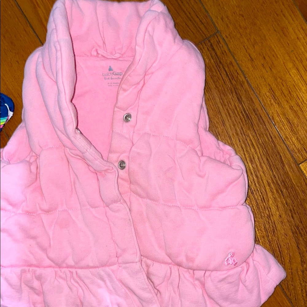 Baby Gap Soft Pink Quilted Vest Calvin Klein faux fur vest unicorn jacket 12 mo - Picture 3 of 9